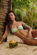 NORA TOP / SEA GREEN & PASTEL PINK