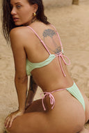 NORA TOP / SEA GREEN & PASTEL PINK