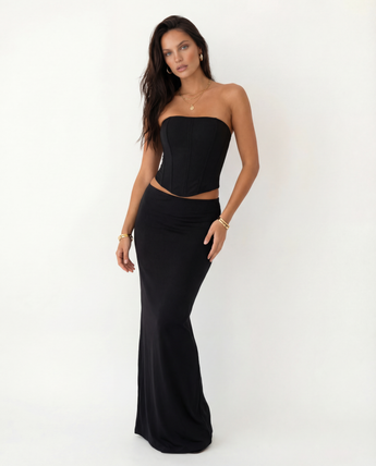 ROSALIE FITTED MAXI SKIRT / BLACK