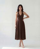 ISADORA HALTER MIDI DRESS / ESPRESSO