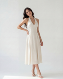 ISADORA HALTER MIDI DRESS / IVORY