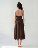 ISADORA HALTER MIDI DRESS / ESPRESSO