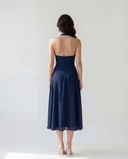 ISADORA HALTER MIDI DRESS / NAVY