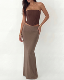 ROSALIE FITTED MAXI SKIRT / TAUPE