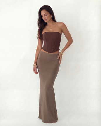 ROSALIE FITTED MAXI SKIRT / TAUPE