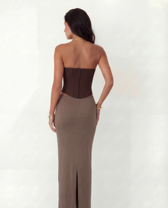 ROSALIE FITTED MAXI SKIRT / TAUPE